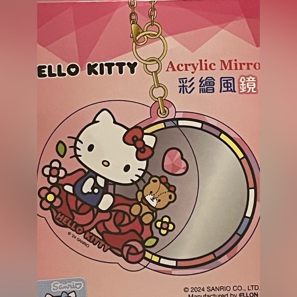 Hello Kitty Acrylic Stained Glass Style Mirror Keychain - Picture 3 of 6